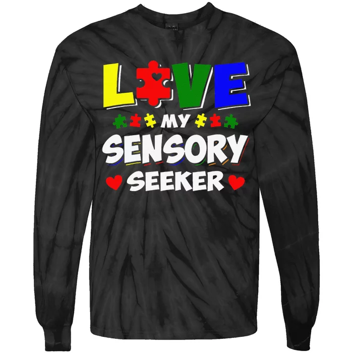 Autism Awareness Day Puzzle Sensory Seeker Gift Tie-Dye Long Sleeve Shirt