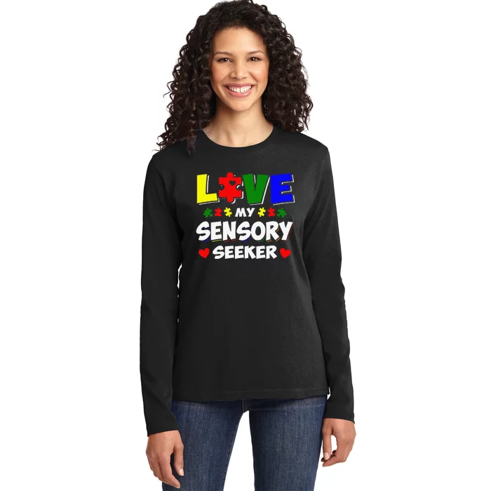 Autism Awareness Day Puzzle Sensory Seeker Gift Ladies Long Sleeve Shirt