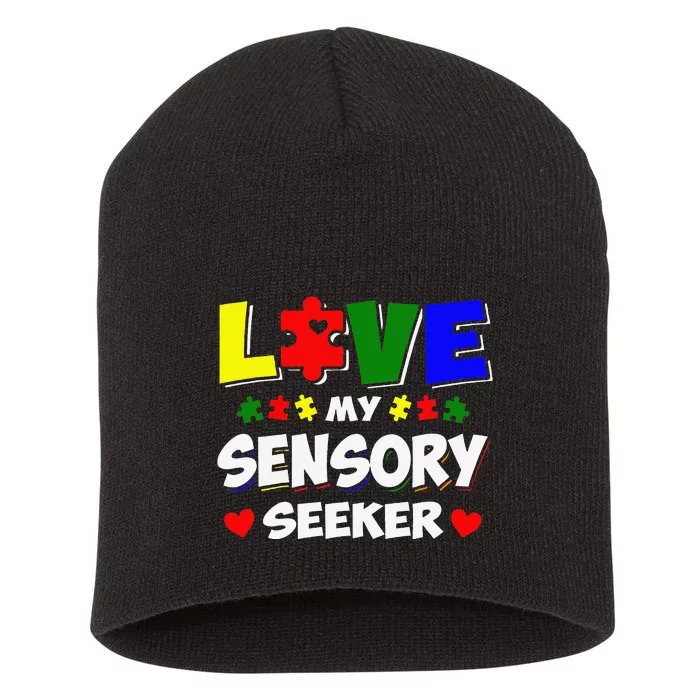 Autism Awareness Day Puzzle Sensory Seeker Gift Short Acrylic Beanie