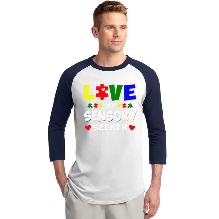 Autism Awareness Day Puzzle Sensory Seeker Gift Baseball Sleeve Shirt