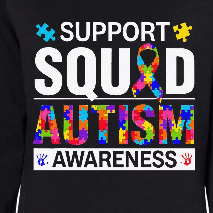 Autism Awareness Day Ribbon Puzzle Piece Support Squad Womens California Wash Sweatshirt