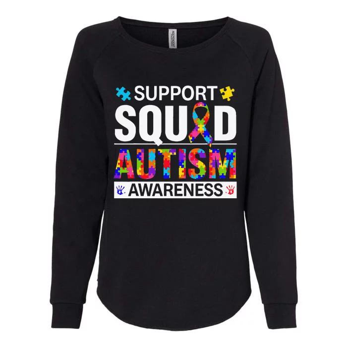 Autism Awareness Day Ribbon Puzzle Piece Support Squad Womens California Wash Sweatshirt