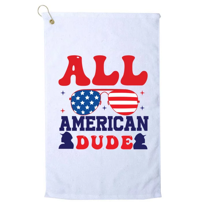 All American Dude 4th Of July Sunglasses Teens Cute Gift Platinum Collection Golf Towel