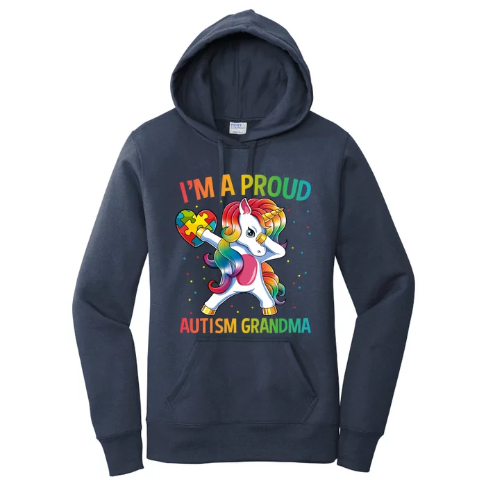 Autism Awareness Dabbing Unicorn Proud Grandma Gift Women's Pullover Hoodie