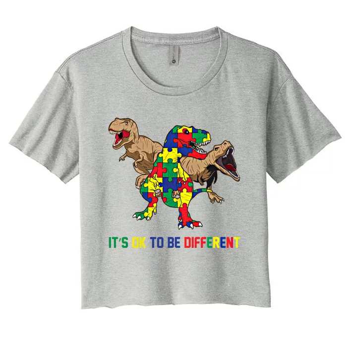 Autism Awareness Dinosaur Lovers Dino Gift Gift Women's Crop Top Tee