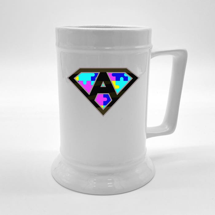 Autism Awareness Day Superhero Love Front & Back Beer Stein