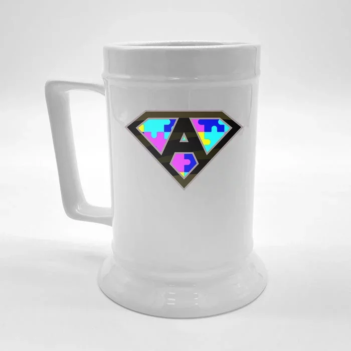 Autism Awareness Day Superhero Love Front & Back Beer Stein