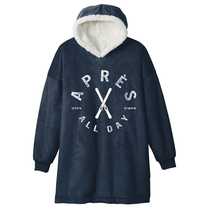 Apres All Day Winter Sports Apres Ski Lover Skiing Skier Cute Gift Hooded Wearable Blanket