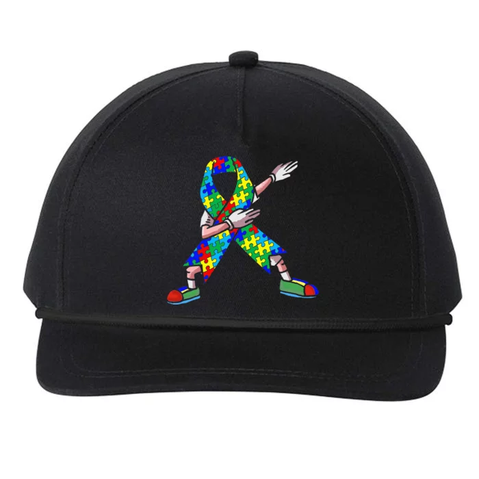 Autism Awareness Dabbing Puzzle Piece Love Dab Dance Snapback Five-Panel Rope Hat