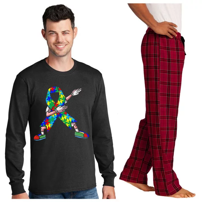 Autism Awareness Dabbing Puzzle Piece Love Dab Dance Long Sleeve Pajama Set