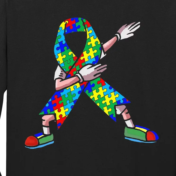 Autism Awareness Dabbing Puzzle Piece Love Dab Dance Tall Long Sleeve T-Shirt