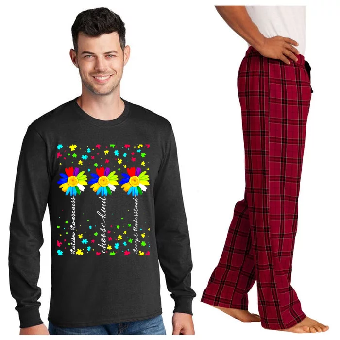 Autism Awareness Daisies Choose Kind Accept Mom Gift Long Sleeve Pajama Set