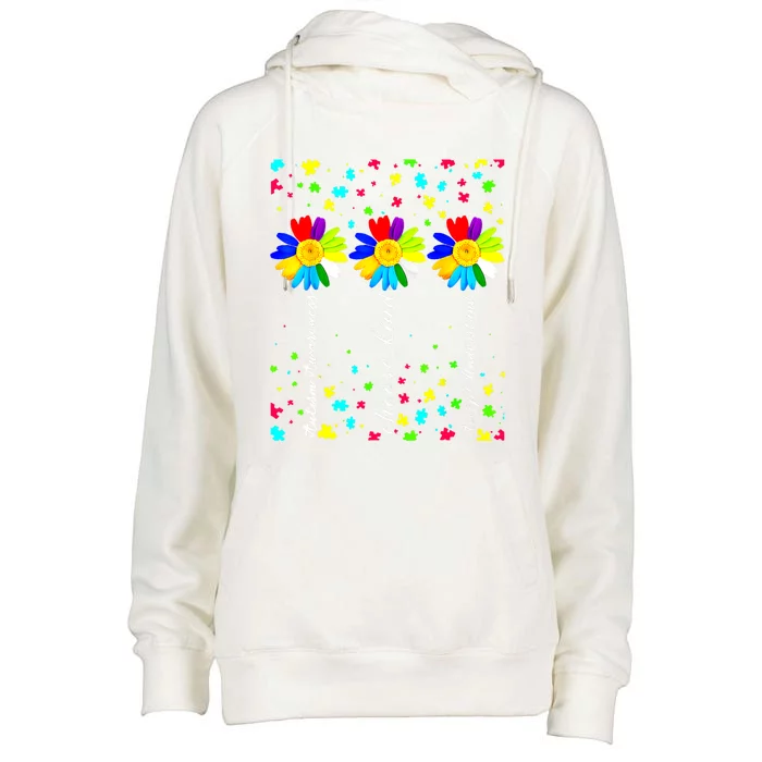 Autism Awareness Daisies Choose Kind Accept Mom Gift Womens Funnel Neck Pullover Hood