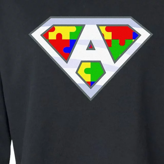 Autism Awareness Day Superhero Cropped Pullover Crew