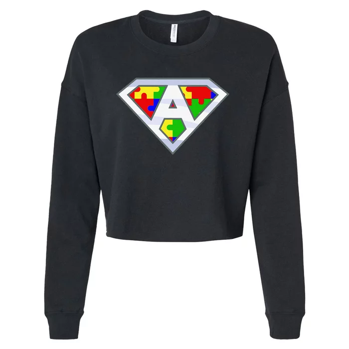 Autism Awareness Day Superhero Cropped Pullover Crew