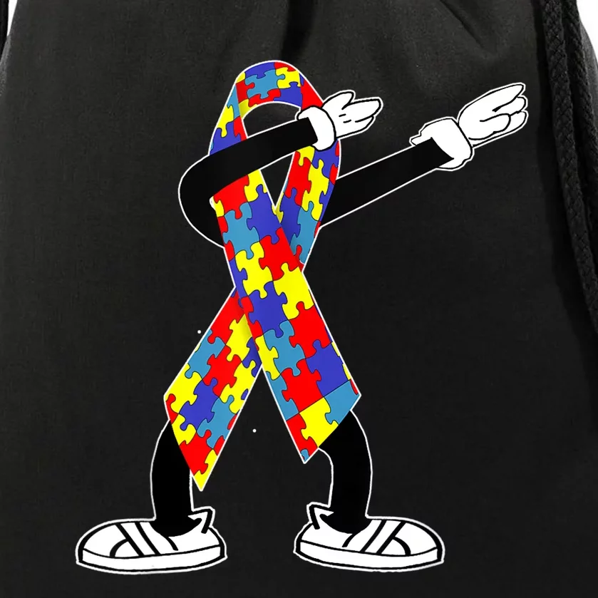 Autism Awareness Dabbing Puzzle Piece Love Dab Dance Drawstring Bag