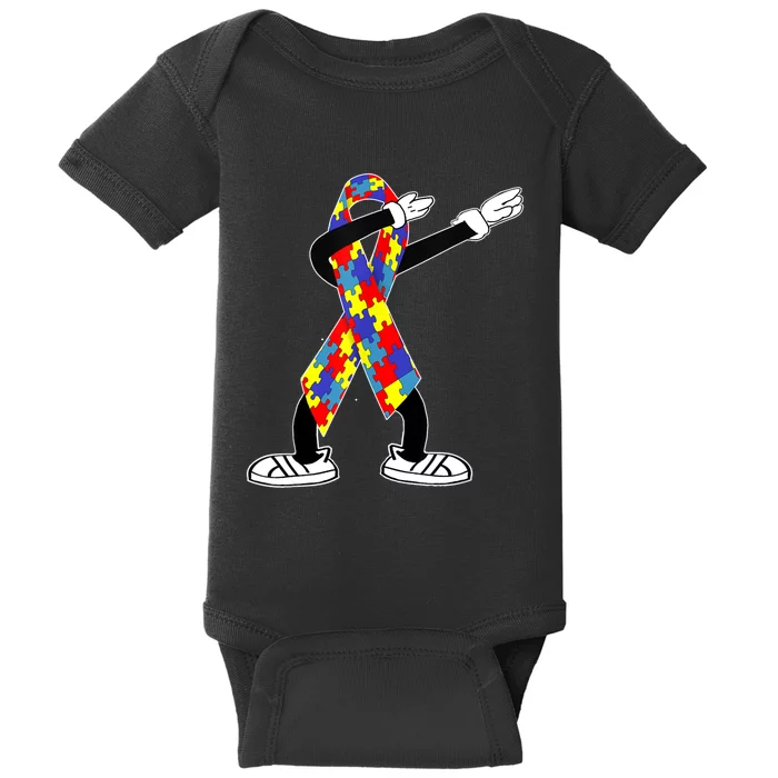 Autism Awareness Dabbing Puzzle Piece Love Dab Dance Baby Bodysuit