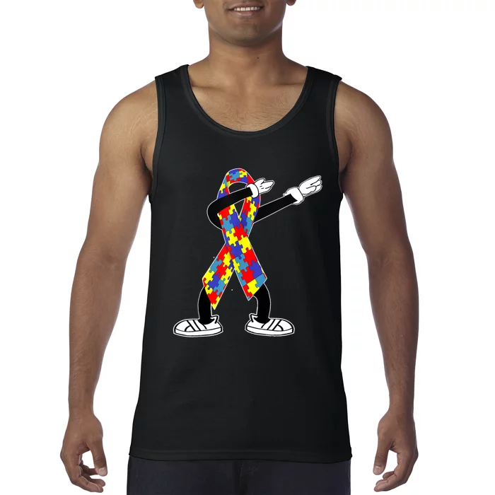 Autism Awareness Dabbing Puzzle Piece Love Dab Dance Tank Top