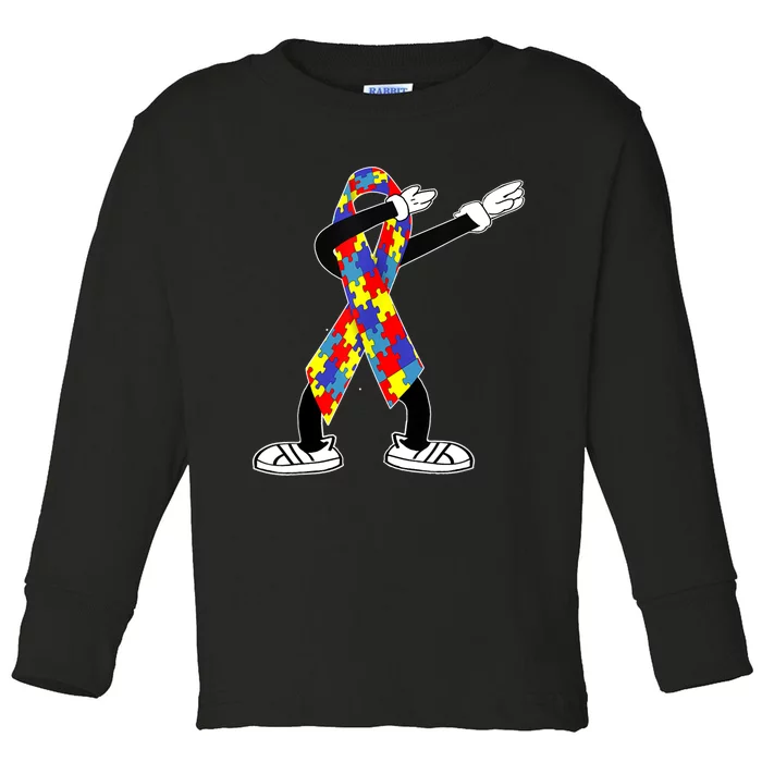 Autism Awareness Dabbing Puzzle Piece Love Dab Dance Toddler Long Sleeve Shirt