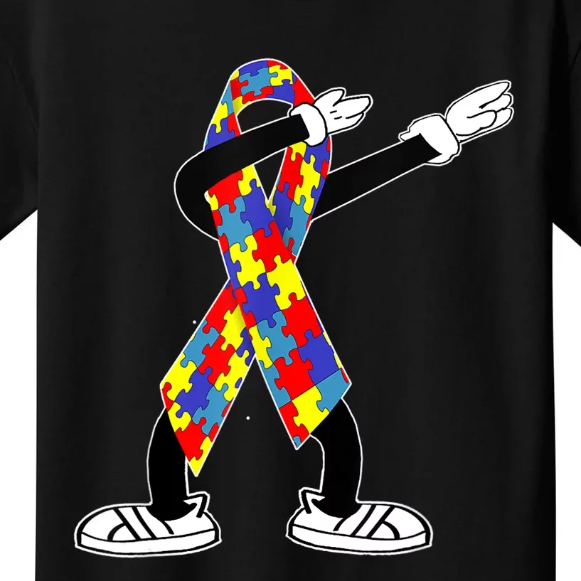 Autism Awareness Dabbing Puzzle Piece Love Dab Dance Kids T-Shirt