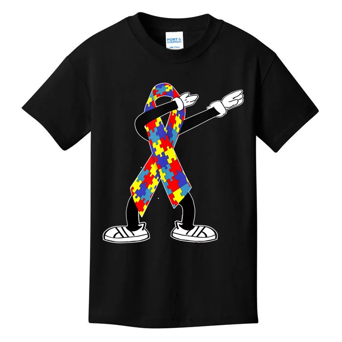 Autism Awareness Dabbing Puzzle Piece Love Dab Dance Kids T-Shirt