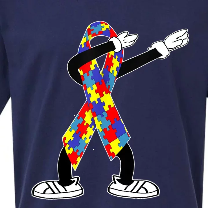 Autism Awareness Dabbing Puzzle Piece Love Dab Dance Sueded Cloud Jersey T-Shirt