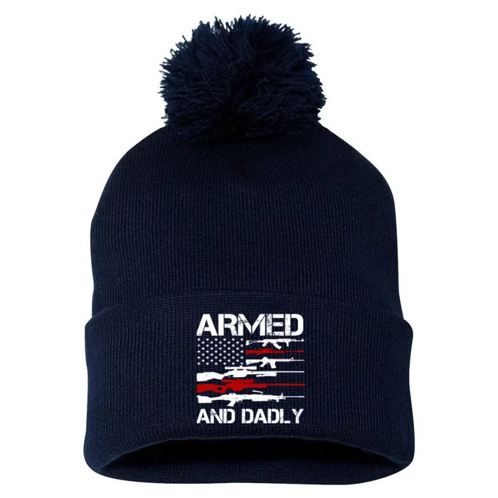 Armed And Dadly Military Dad Gift Pom Pom 12in Knit Beanie