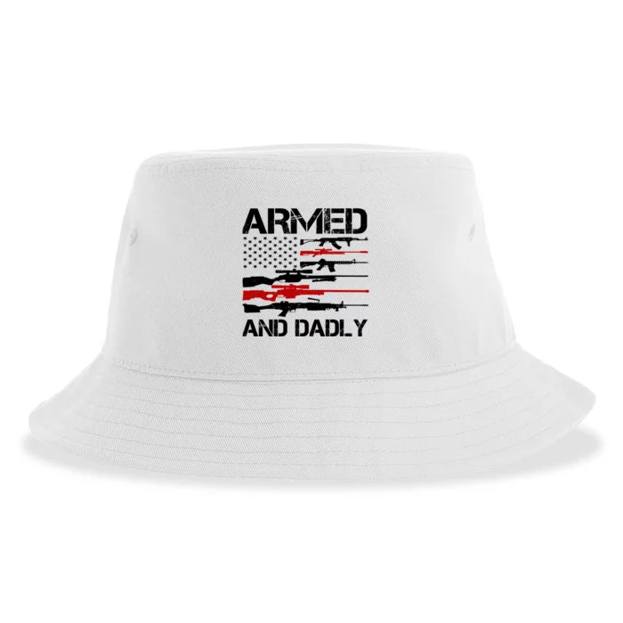 Armed And Dadly Military Dad Gift Sustainable Bucket Hat