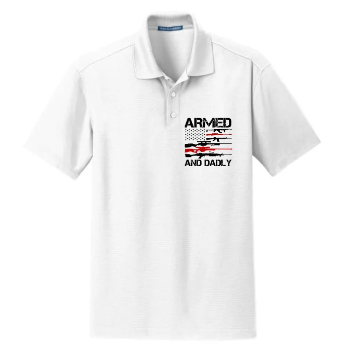 Armed And Dadly Military Dad Gift Dry Zone Grid Performance Polo