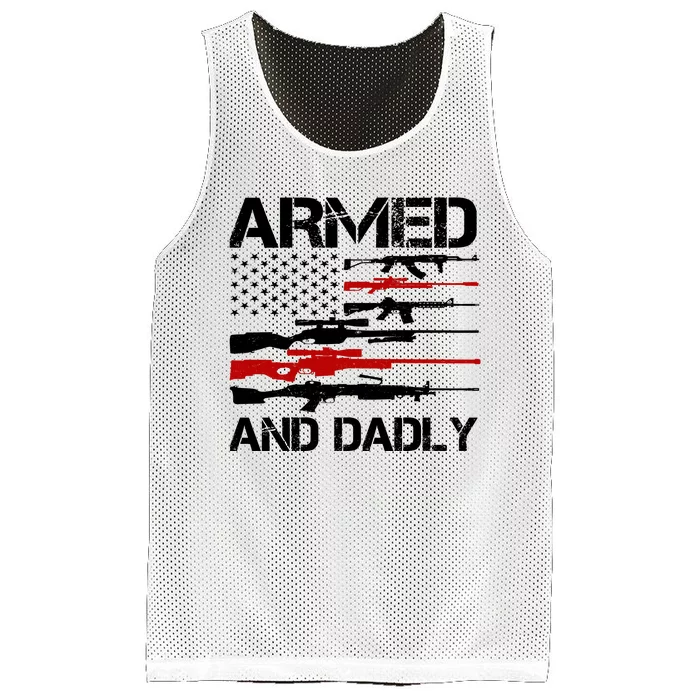 Armed And Dadly Military Dad Gift Mesh Reversible Basketball Jersey Tank