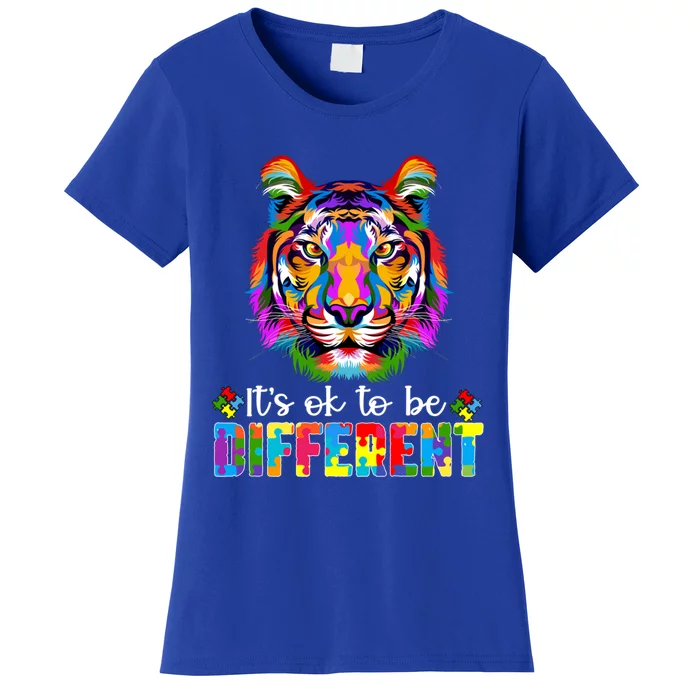 Autism Awareness Day ItS Ok To Be Different Colorful Tiger Gift Women's T-Shirt