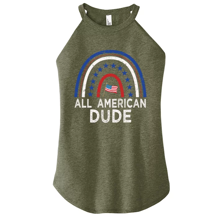 All American Dude Tie Dye 4th Of July Outfits For Family Great Gift Women’s Perfect Tri Rocker Tank