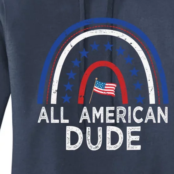 All American Dude Tie Dye 4th Of July Outfits For Family Great Gift Women's Pullover Hoodie