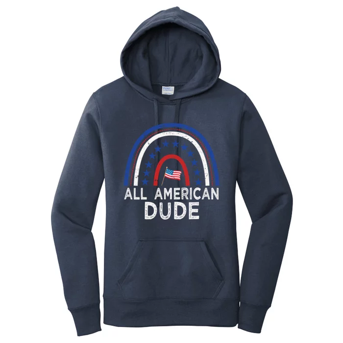 All American Dude Tie Dye 4th Of July Outfits For Family Great Gift Women's Pullover Hoodie