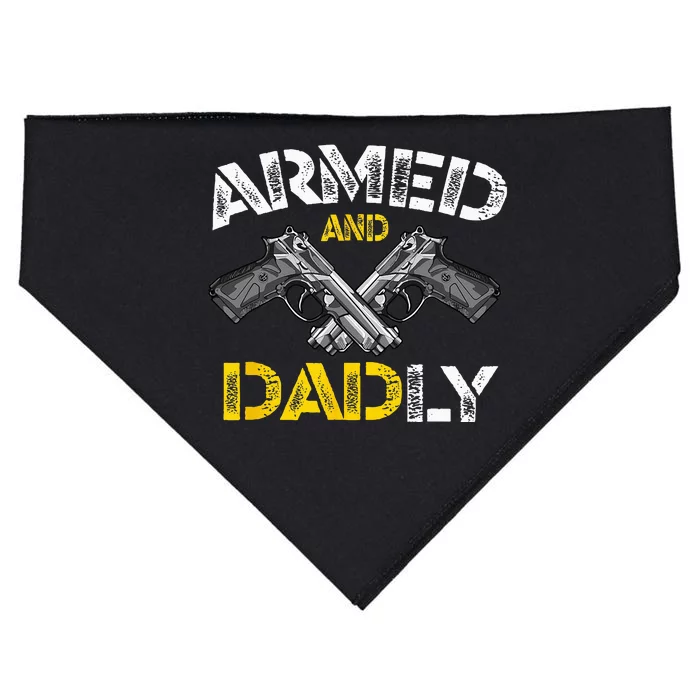 Armed And Dadly Funny Armed And Deadly Dad Fathers Day USA-Made Doggie Bandana