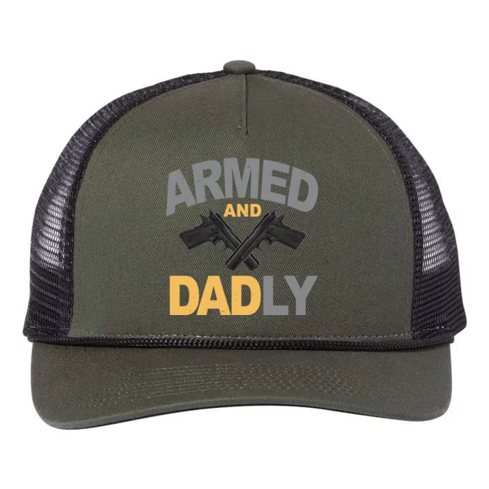 Armed And Dadly Fathers Day Gift Retro Rope Trucker Hat Cap