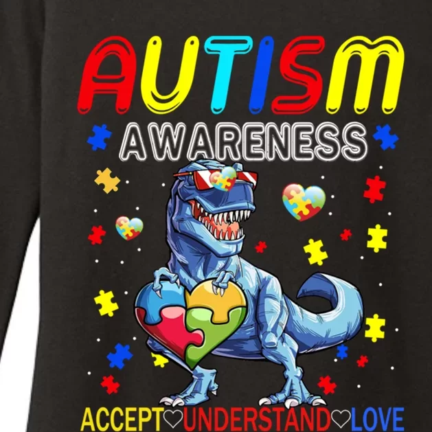 Autism Awareness Day T Rex Dinosaur Puzzle Piece Cool Gift Womens CVC Long Sleeve Shirt