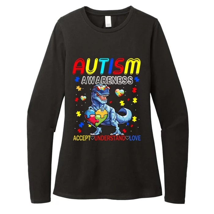 Autism Awareness Day T Rex Dinosaur Puzzle Piece Cool Gift Womens CVC Long Sleeve Shirt