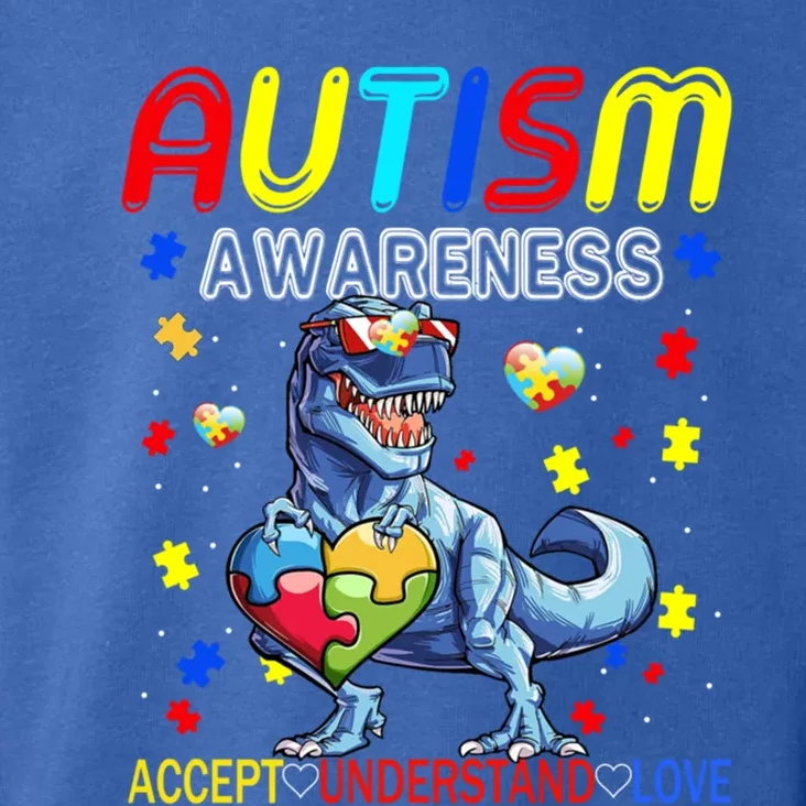 Autism Awareness Day T Rex Dinosaur Puzzle Piece Cool Gift Toddler Hoodie