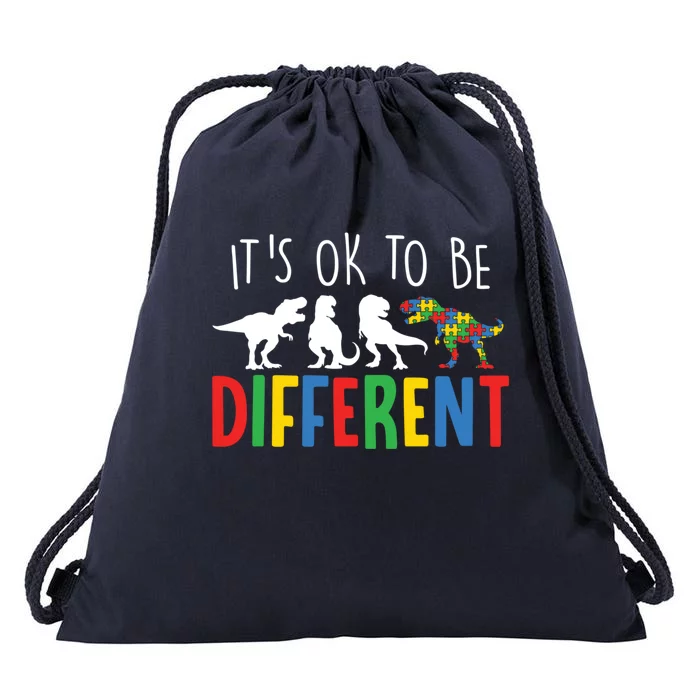 Autism Awareness Dinosaur ItS Ok To Be Different Meaningful Gift Drawstring Bag