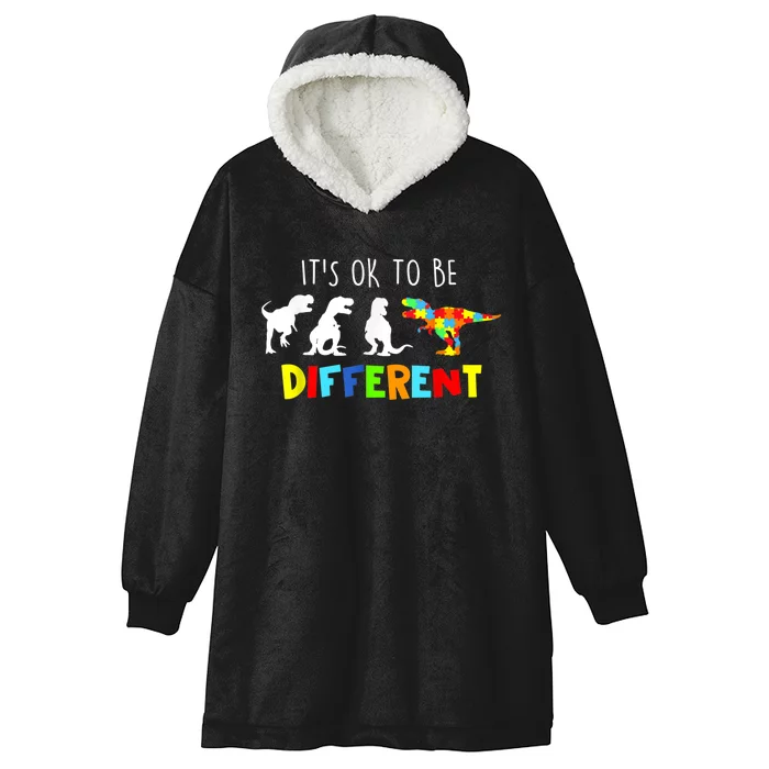 Autism Awareness Dinosaur Boy Its Ok To Be Different Hooded Wearable Blanket