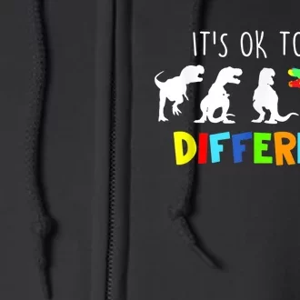 Autism Awareness Dinosaur Boy Its Ok To Be Different Full Zip Hoodie