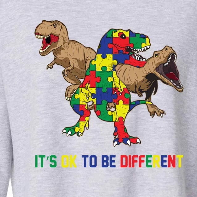 Autism Awareness Dinosaur Lovers Dino Gift Gift Cropped Pullover Crew