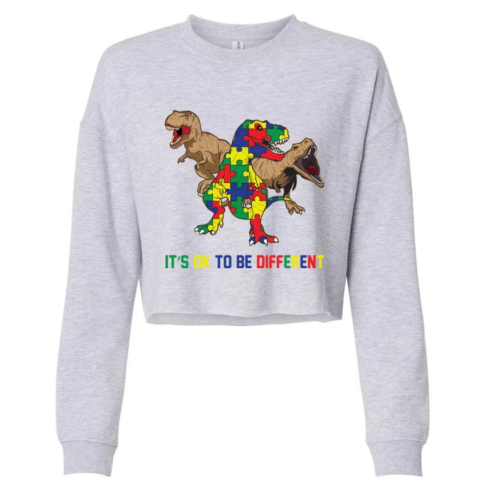 Autism Awareness Dinosaur Lovers Dino Gift Gift Cropped Pullover Crew