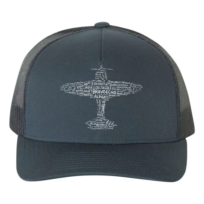 Airplane Aviation Design With Phonetic Alphabet For A Pilot Yupoong Adult 5-Panel Trucker Hat