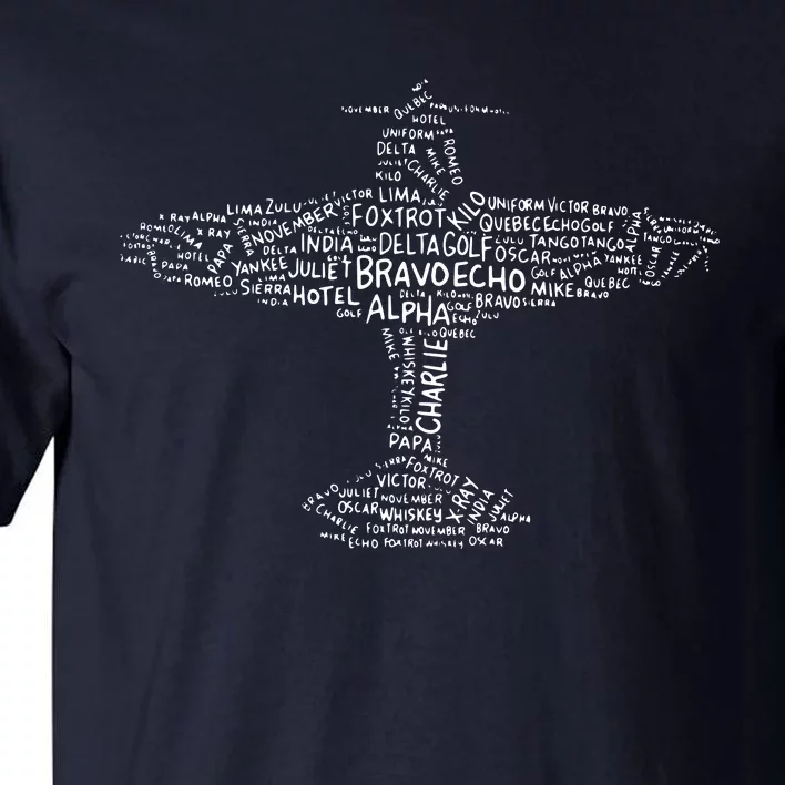 Airplane Aviation Design With Phonetic Alphabet For A Pilot Tall T-Shirt