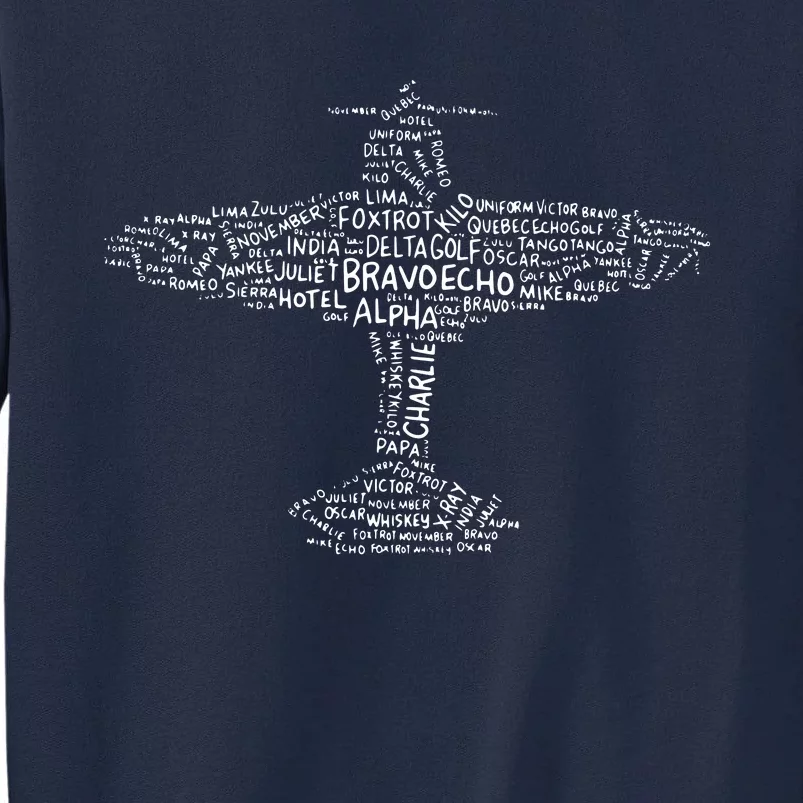 Airplane Aviation Design With Phonetic Alphabet For A Pilot Tall Sweatshirt