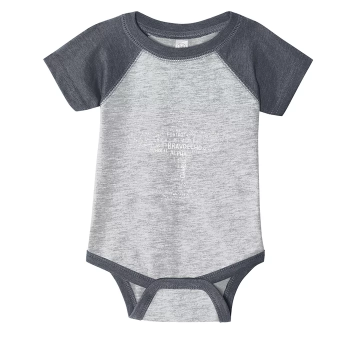 Airplane Aviation Design With Phonetic Alphabet For A Pilot Infant Baby Jersey Bodysuit