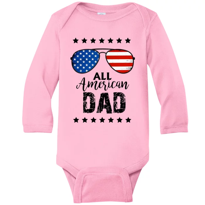 All American Dad 4th Of July Family Matching Baby Long Sleeve Bodysuit