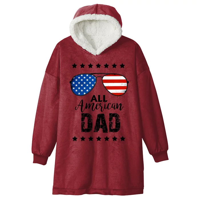 All American Dad 4th Of July Family Matching Hooded Wearable Blanket